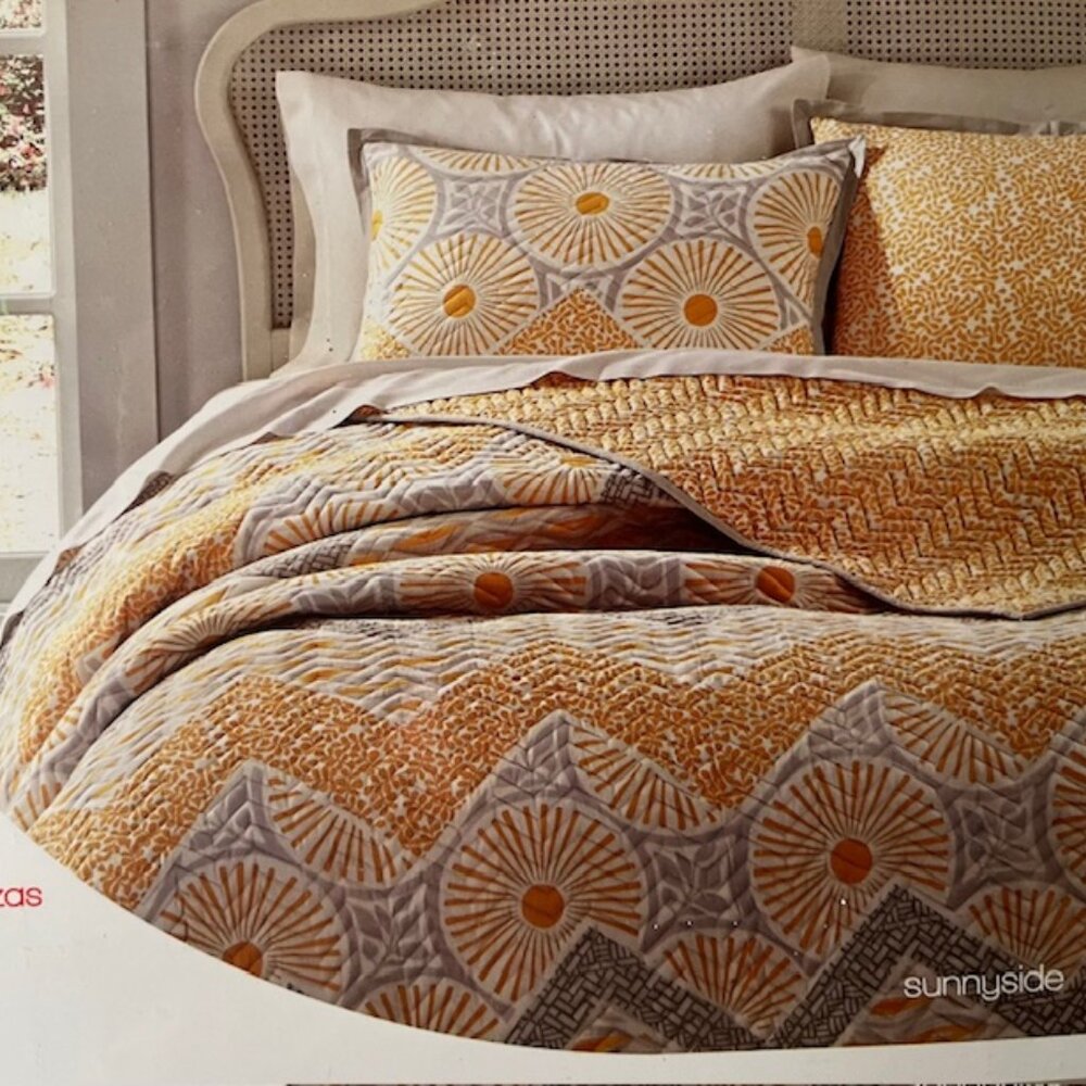Sunnyside 3-Piece 100% Cotton Reversible Quilt Set – new